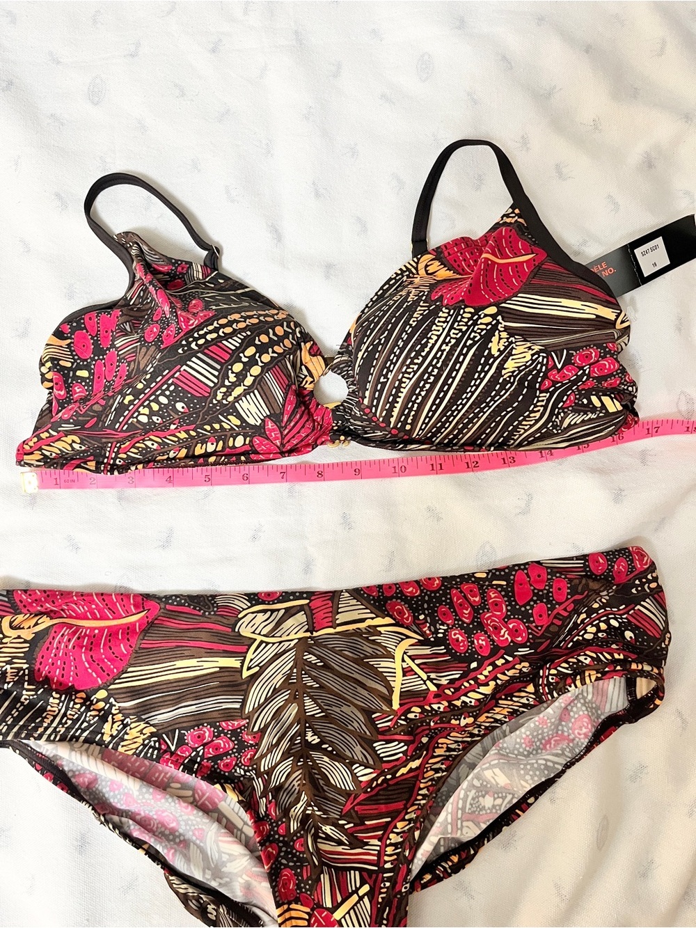 NWT Simon Chang Batik Tropical Floral Bikini Soft‑Cup Top Full‑Coverage 16 - Picture 9 of 12